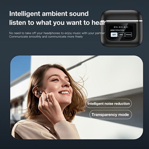 Wireless In-ear Smart Earphones, With Digital Display, ANC+ENC, Noise Cancelling Function