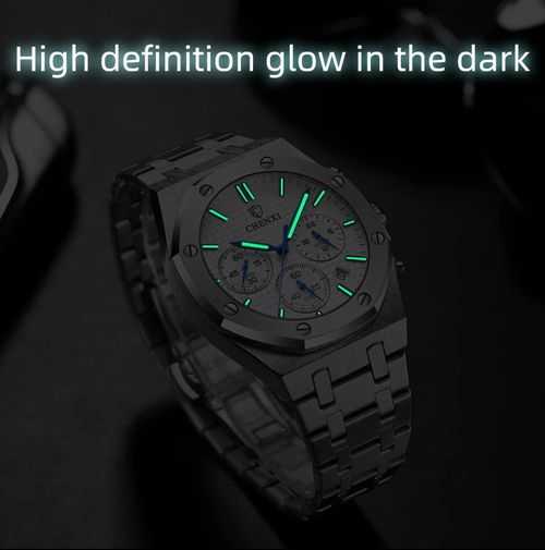 Men's waterproof watch with steel band