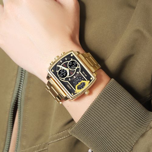 Multifunctional four time dual display precision men's watch