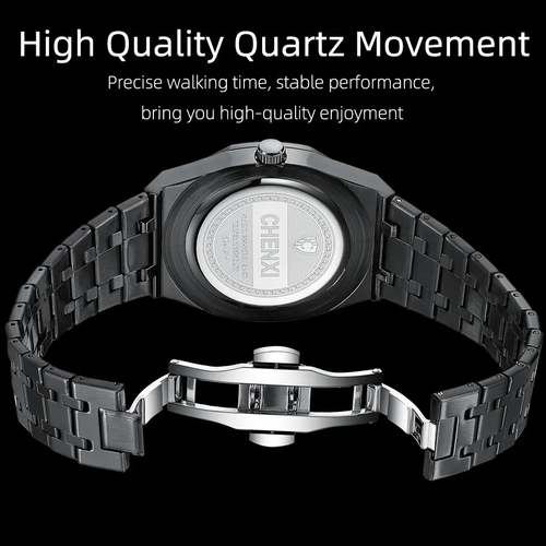 Men's waterproof watch with steel band