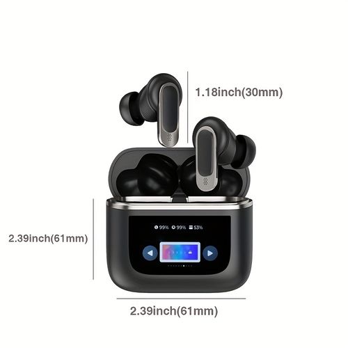 Wireless In-ear Smart Earphones, With Digital Display, ANC+ENC, Noise Cancelling Function