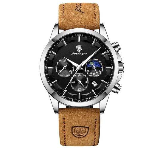 Genuine Leather Waterproof Moon Phase Wristwatch