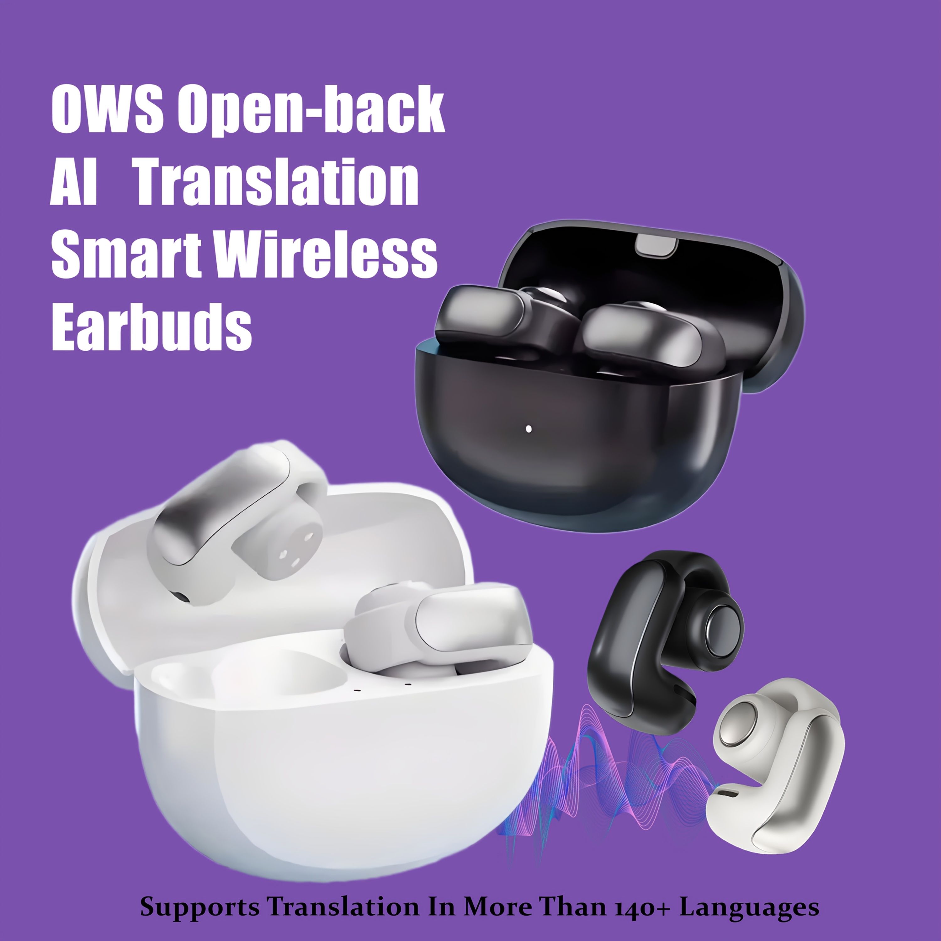 Black tech espaço de áudio OWS não-in-ear aberto tipo de clipe de ouvido com redução de ruído fones de ouvido bluetooth