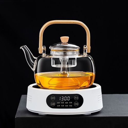 High-end glass teapot transparent bamboo beam large capacity tea set