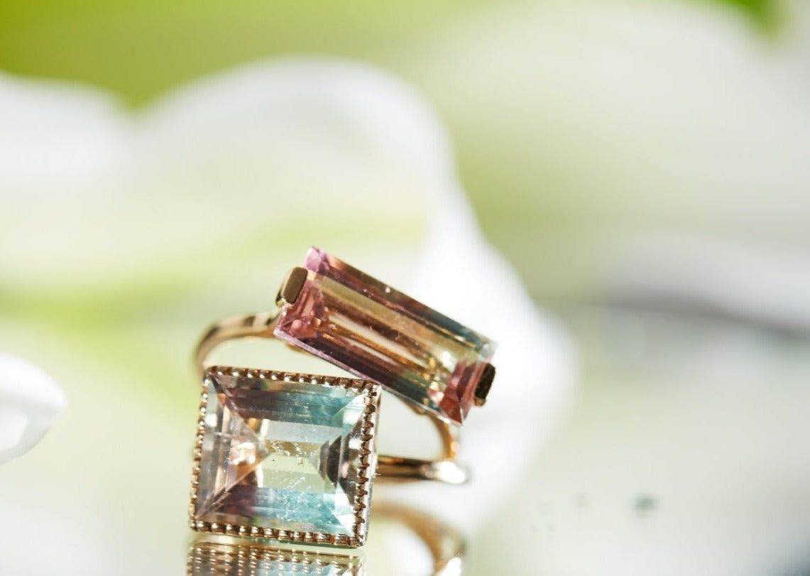 Tourmaline Ring -pink to green-