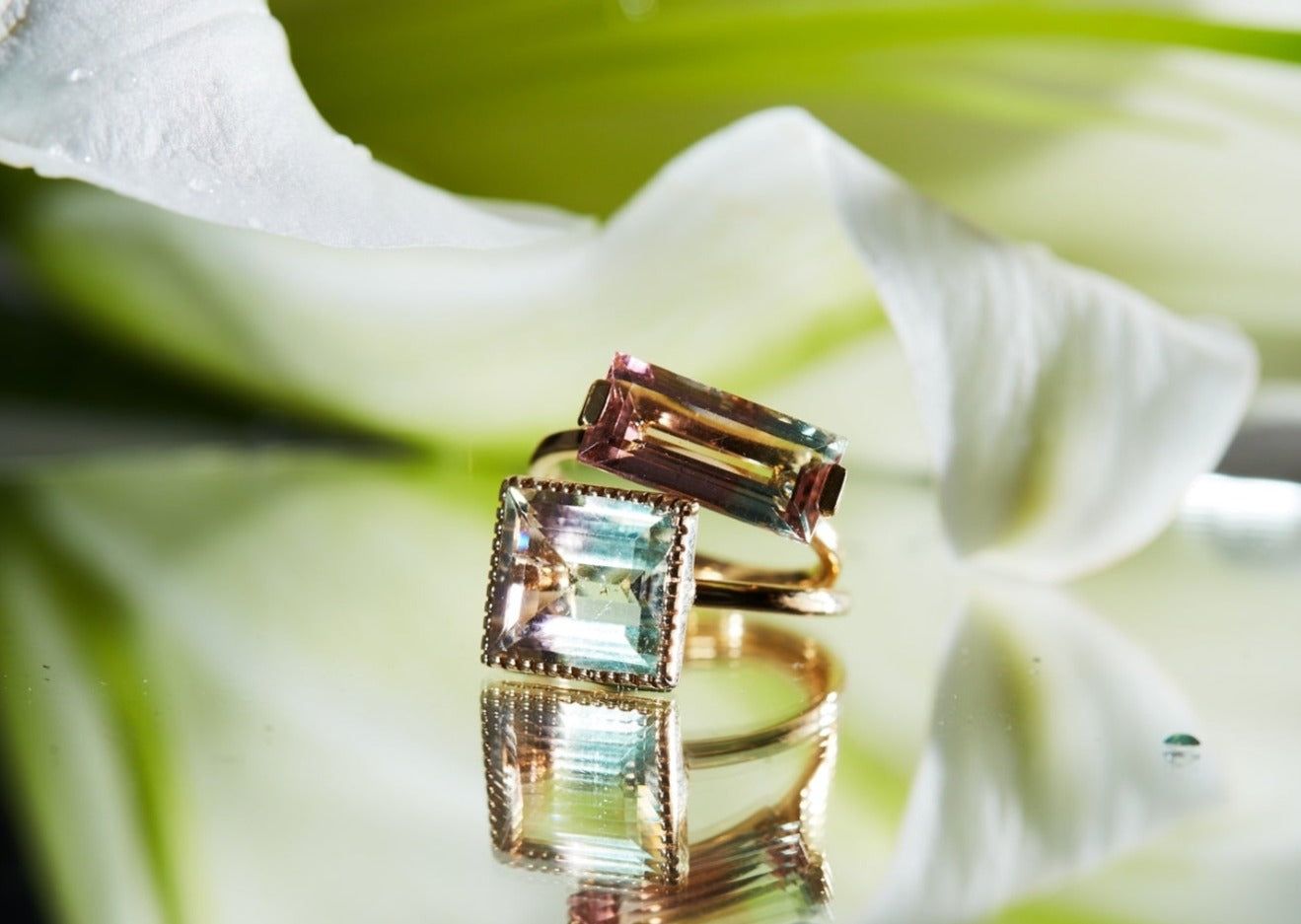 Tourmaline Ring -pink to green-