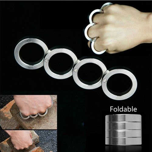 Titanium Steel Folding Brass Knuckle Duster Ring - Elite Tactical Edition
