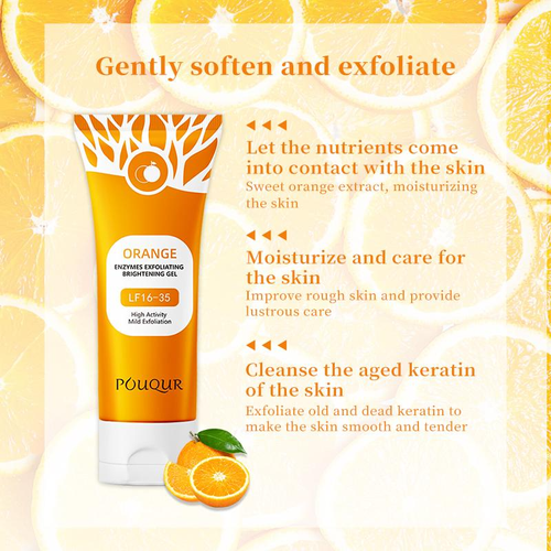 Orange Exfoliating Gel - Gentle Peeling Gel for Face & Body | Brightening & Smoothing Skin Care
