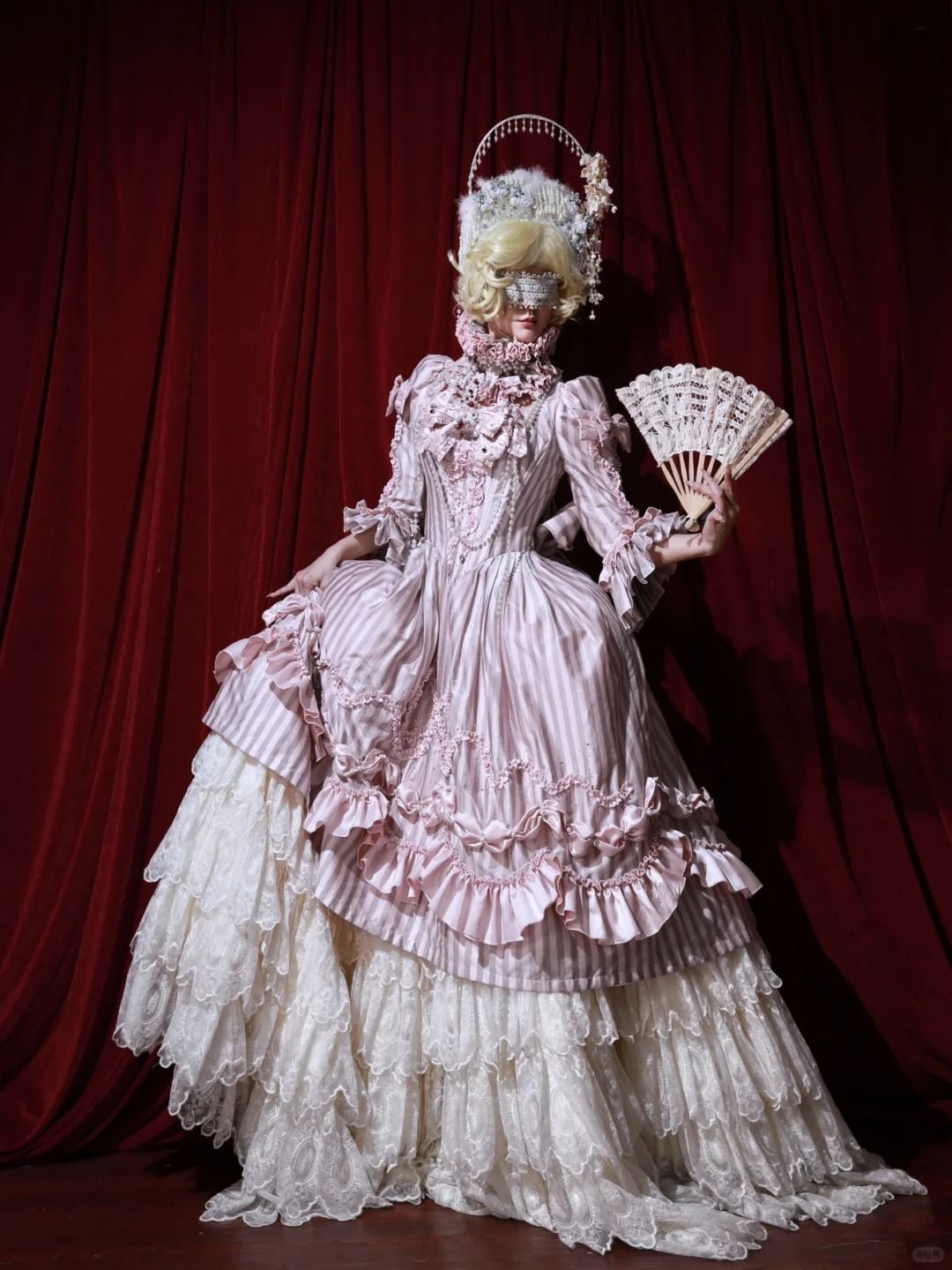 Court Rococo Pink Lace: Rococo Retro Court Gown