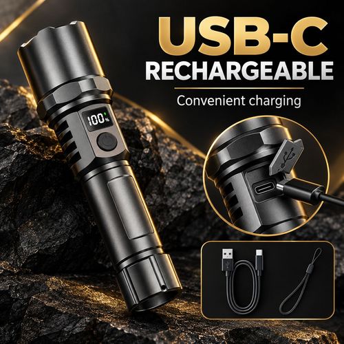 Digital Display Rechargeable Zoom Torch