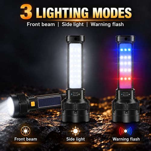 Solar Rechargeable Torch - 3 Lighting Modes