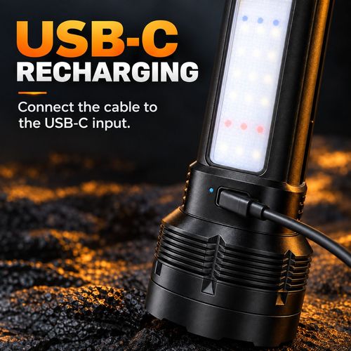 Solar Rechargeable Torch - 3 Lighting Modes