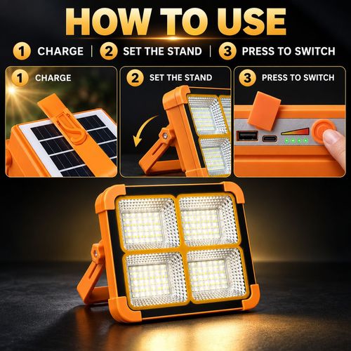 Solar Portable Floodlight - 5 Lighting Modes
