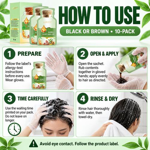 Plant Bubble Hair Dye - Black or Brown, 10-Pack