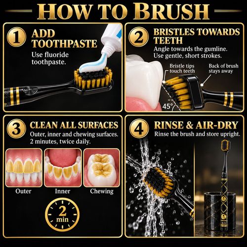 Black & Gold Soft Toothbrushes