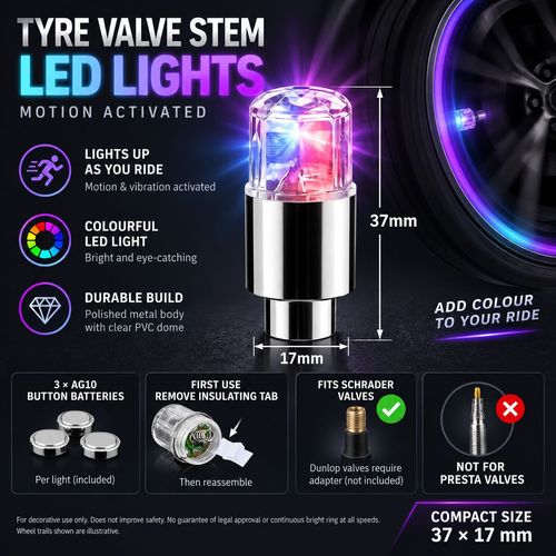 Colourful Tyre Valve Stem Flash Lights