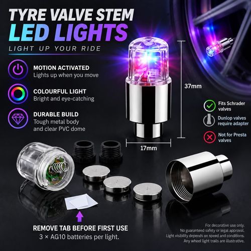 Colourful Tyre Valve Stem Flash Lights