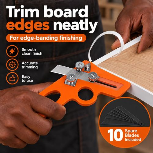 Dual-Use Edge Banding Trimmer & Chamfer Tool + 10 Spare Blades