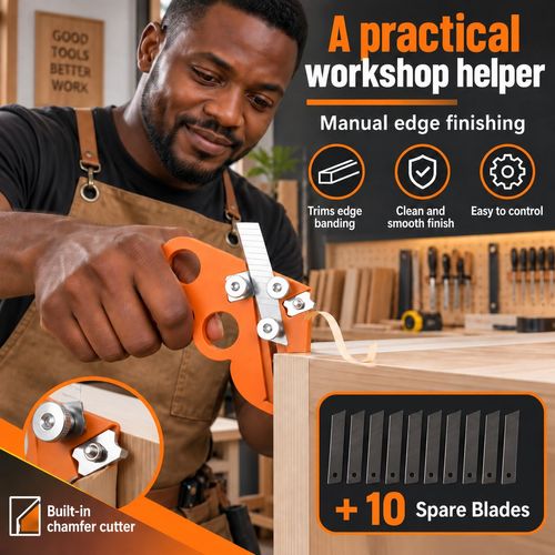 Dual-Use Edge Banding Trimmer & Chamfer Tool + 10 Spare Blades