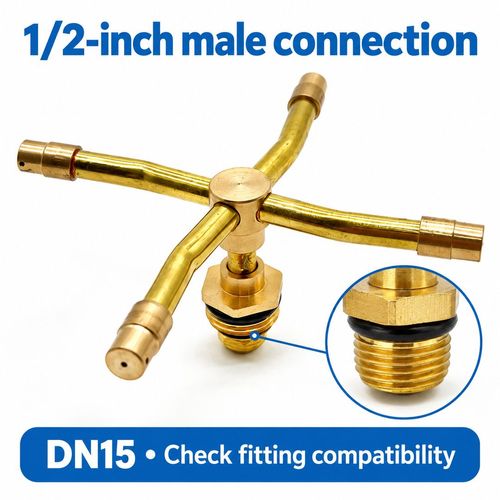 Brass 4-Arm Rotating Garden Sprinkler Head for Lawn & Plant Watering