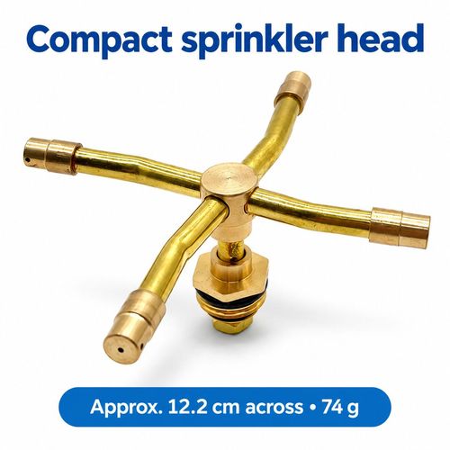 Brass 4-Arm Rotating Garden Sprinkler Head for Lawn & Plant Watering