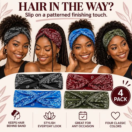 Paisley Twist Headbands | 4-Piece Colour Set