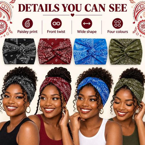 Paisley Twist Headbands | 4-Piece Colour Set