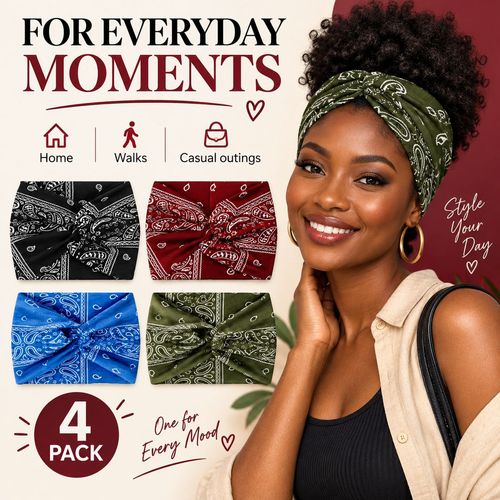 Paisley Twist Headbands | 4-Piece Colour Set