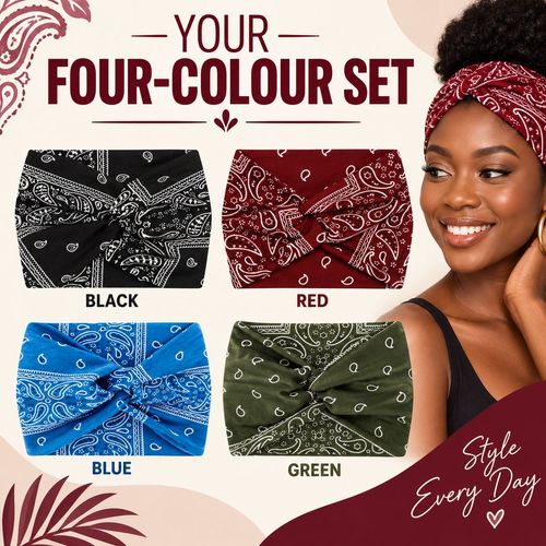 Paisley Twist Headbands | 4-Piece Colour Set