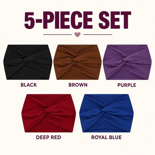 Wide Twist Headbands | 5-Piece Colour Set