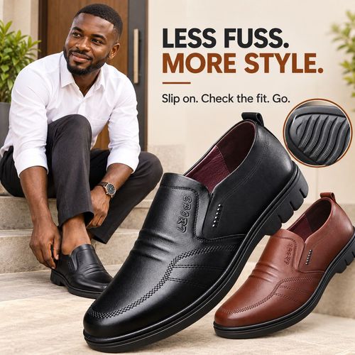 Soft PU Slip-On Business Shoes | Black & Brown