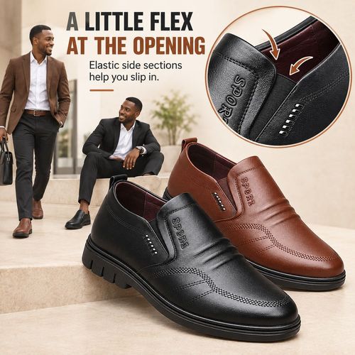 Soft PU Slip-On Business Shoes | Black & Brown