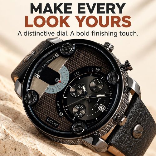 Statement Dial Watch with Rivet Strap