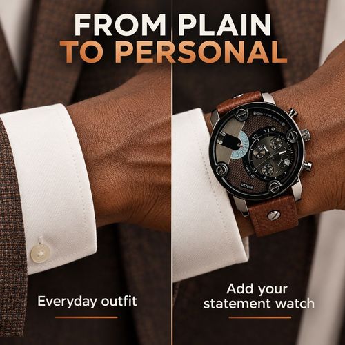 Statement Dial Watch with Rivet Strap