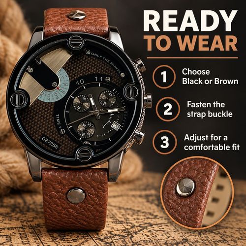 Statement Dial Watch with Rivet Strap