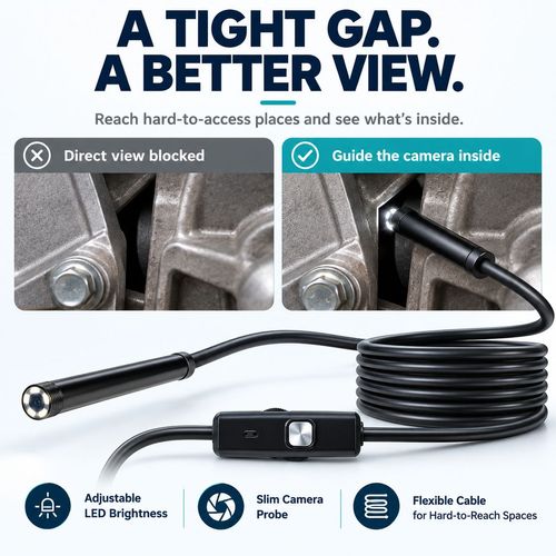 Wired Inspection Camera | Adjustable LED | 1 m & 2 m