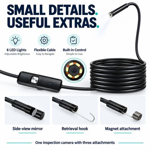 Wired Inspection Camera | Adjustable LED | 1 m & 2 m