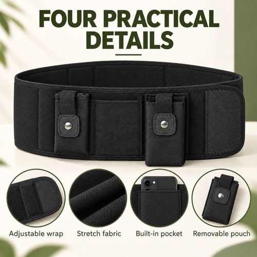 Adjustable Belly Band Holster with Storage Pocket