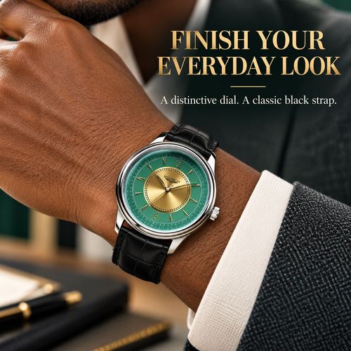 BINLIHUAN Green & Gold Dial Quartz Watch