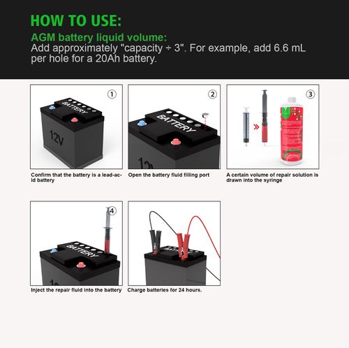 Battery Restorer and Desulfurationfor Lead Acid Battery Additive Use for Golf Cart, RVs, Bikes, ATVs, Car Battery 32oz