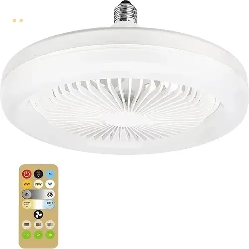 3 Wind Speed E27 Lamp LED Fan Light Ceiling Smart Fan Lighting PC Modern Remote Control 3 Colors With Timing Remote Control 657 sales