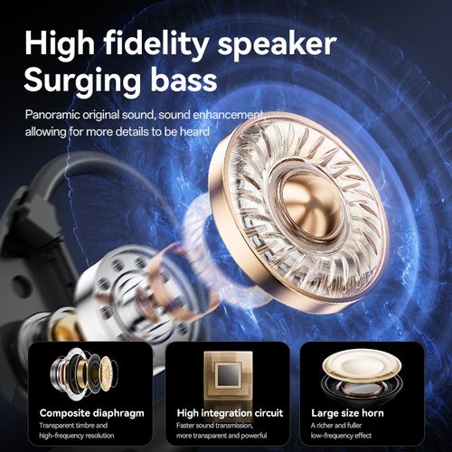 Open-Ear TWS Headphones with LCD Touch Screen, 60H Battery & Directional Sound (Bluetooth 5.4)