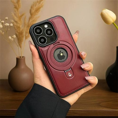 Luxurious Magnetic PU Leather Stand iPhone Case (12–16 Series) | MagSafe Wireless Charging | Premium Leather Cover Ghana