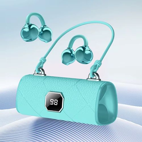 New LED Digital Display BT Earphones Trendy Colors Women's Style Earbuds Sports Ear Clip with Silicone Lanyard