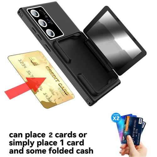 Mirror Wallet Case 2 in 1 Protective Cover with Card Holder for Samsung Galaxy S25 Ultra S24 Ultra S23 Ultra S22 S21