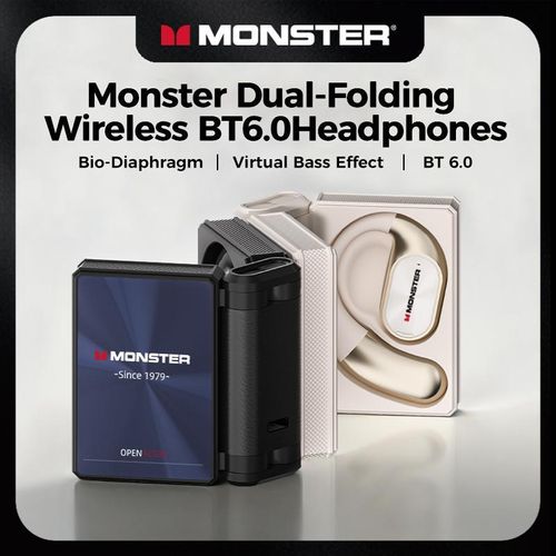 Monster AC530 Open-Ear Headset – Noise-Canceling Mic, 100H Battery, Bluetooth 6.0, IPX5 Sweatproof