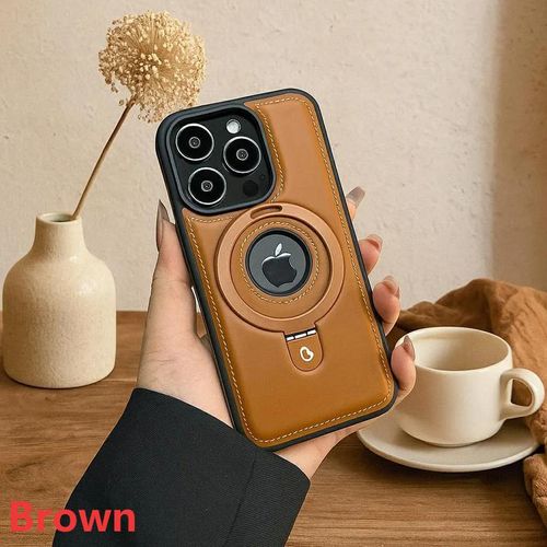 Luxurious Magnetic PU Leather Stand iPhone Case (12–16 Series) | MagSafe Wireless Charging | Premium Leather Cover Ghana