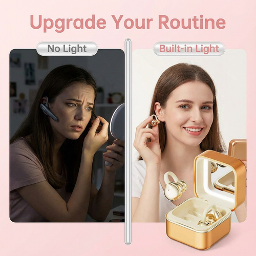 Mirror Case Bluetooth Earphones Listen to Music While Touching Up Makeup Selfie Lighting Your Portable Beauty Gadget