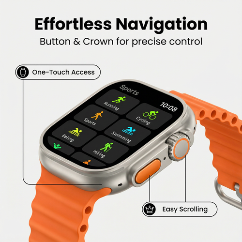 49MM AMOLED Smart Watch： with Aluminum Alloy Case, Bluetooth Calling, NFC Access, ECG & SpO₂ Health Monitoring, Wireless Charging