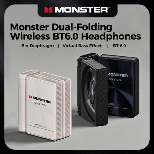 Monster AC530 Open-Ear Headset – Noise-Canceling Mic, 100H Battery, Bluetooth 6.0, IPX5 Sweatproof